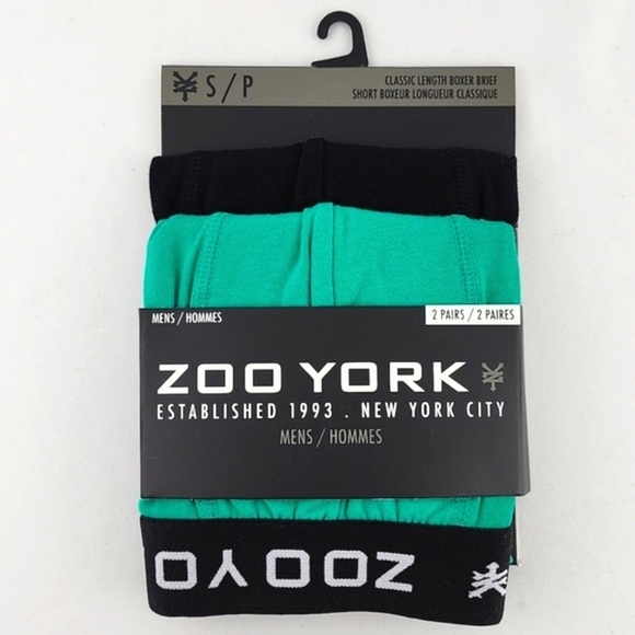 Zoo York Men's Classic Length Boxer Brief Green  Black 2 Pairs Size Small - Picture 1 of 9
